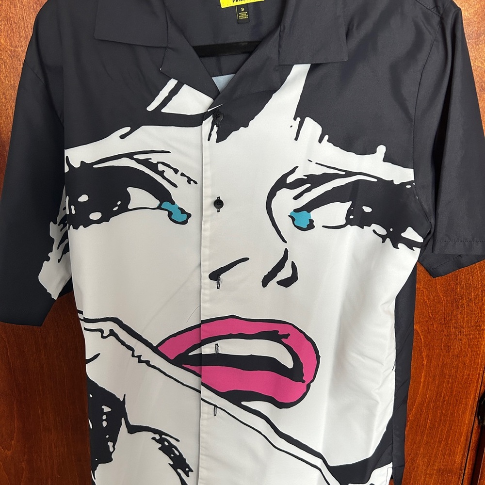 Chinatown Market Graphic Black and White Button-Up Shirt